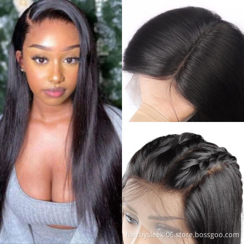 Wholesale Vendors side part Straight Pre Plucked with Natural Baby Hair Lace Frontal Wig human hair lace front human Hair Wigs